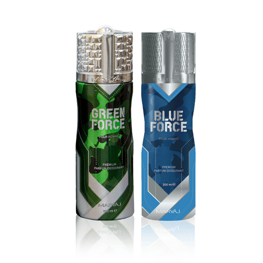BLUE FORCE & GREEN FORCE Deodorant Body Spray Combo For Men, 200 ml each