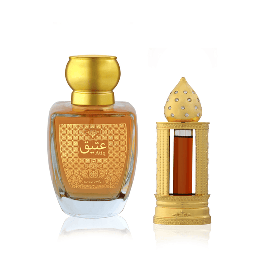 ATIQ Eau De Parfum with DAHN AL OUD YA ROUHI Combo for Unisex, Pack of 2