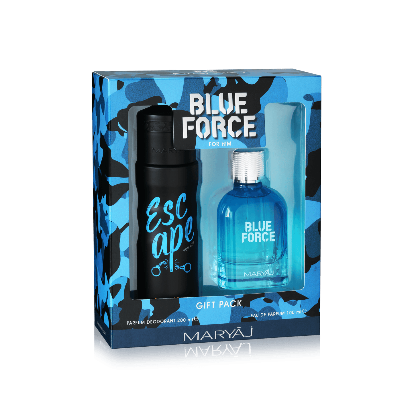 Blue Force Perfume Gift Set for Men (Eau de Parfum Spray 100ml + Escape Perfume Body Spray 200ml)