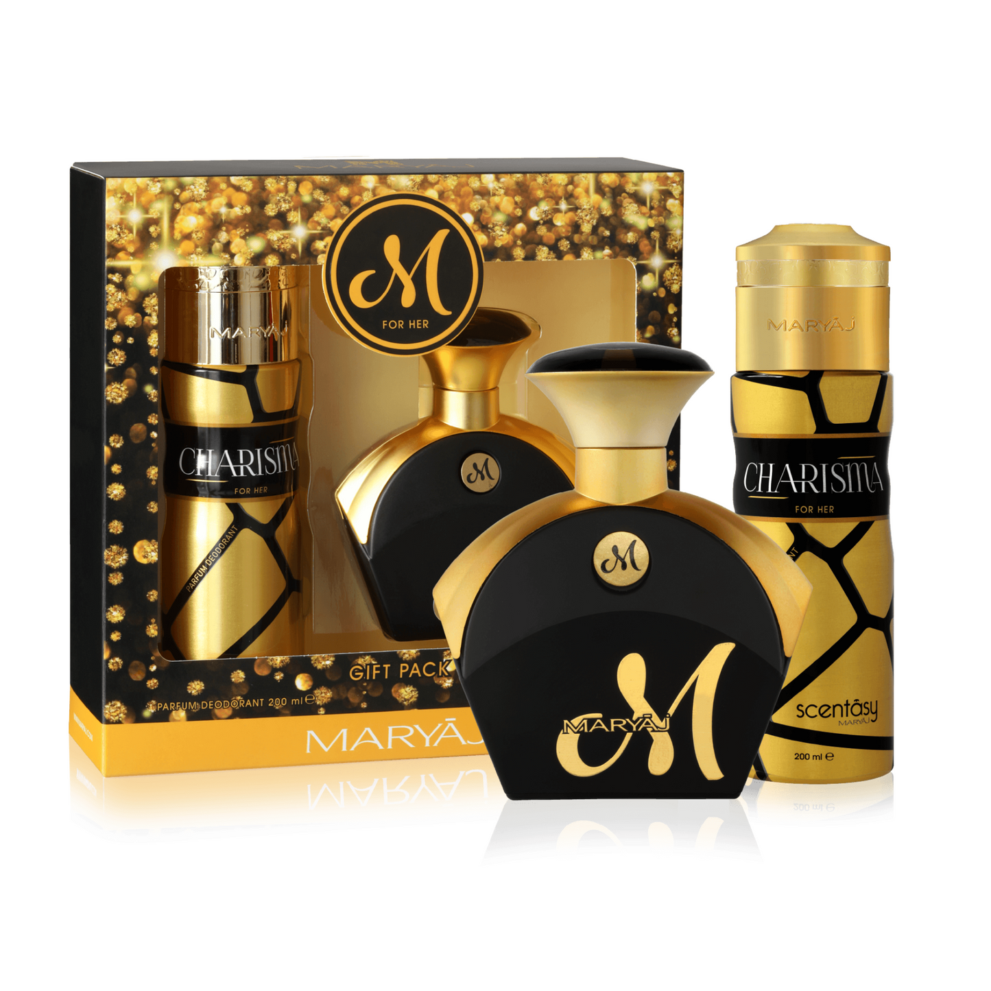M Perfume Gift Set for Women (Eau de Parfum Spray 100ml + Charisma Perfume Body Spray 200ml)