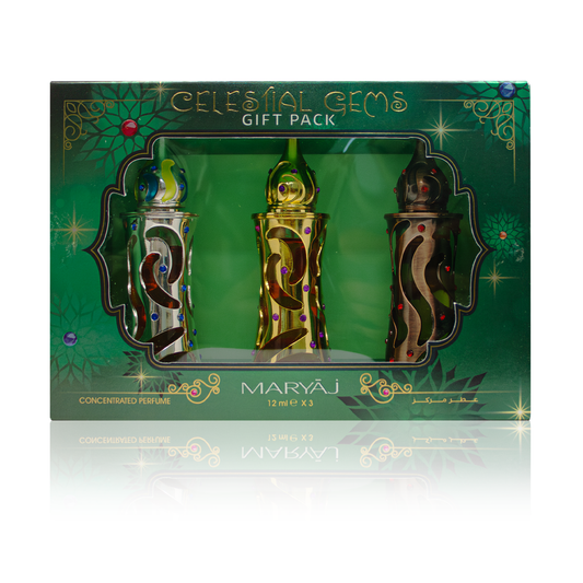 CELESTIAL GEMS Concentrated Perfume Oil Gift Set, 12 ml (Set of 3)