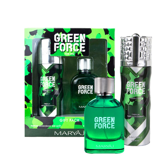 Green Force Perfume Gift Set for Men (Eau de Parfum Spray 100ml + Body Spray 200ml)