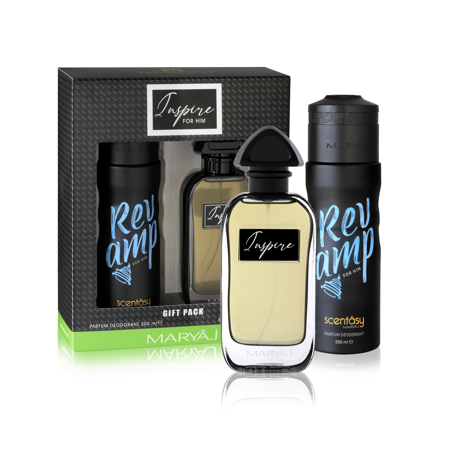 Inspire Perfume Gift Set for Men (Eau de Parfum Spray 100ml + Revamp Perfume Body Spray 200ml)