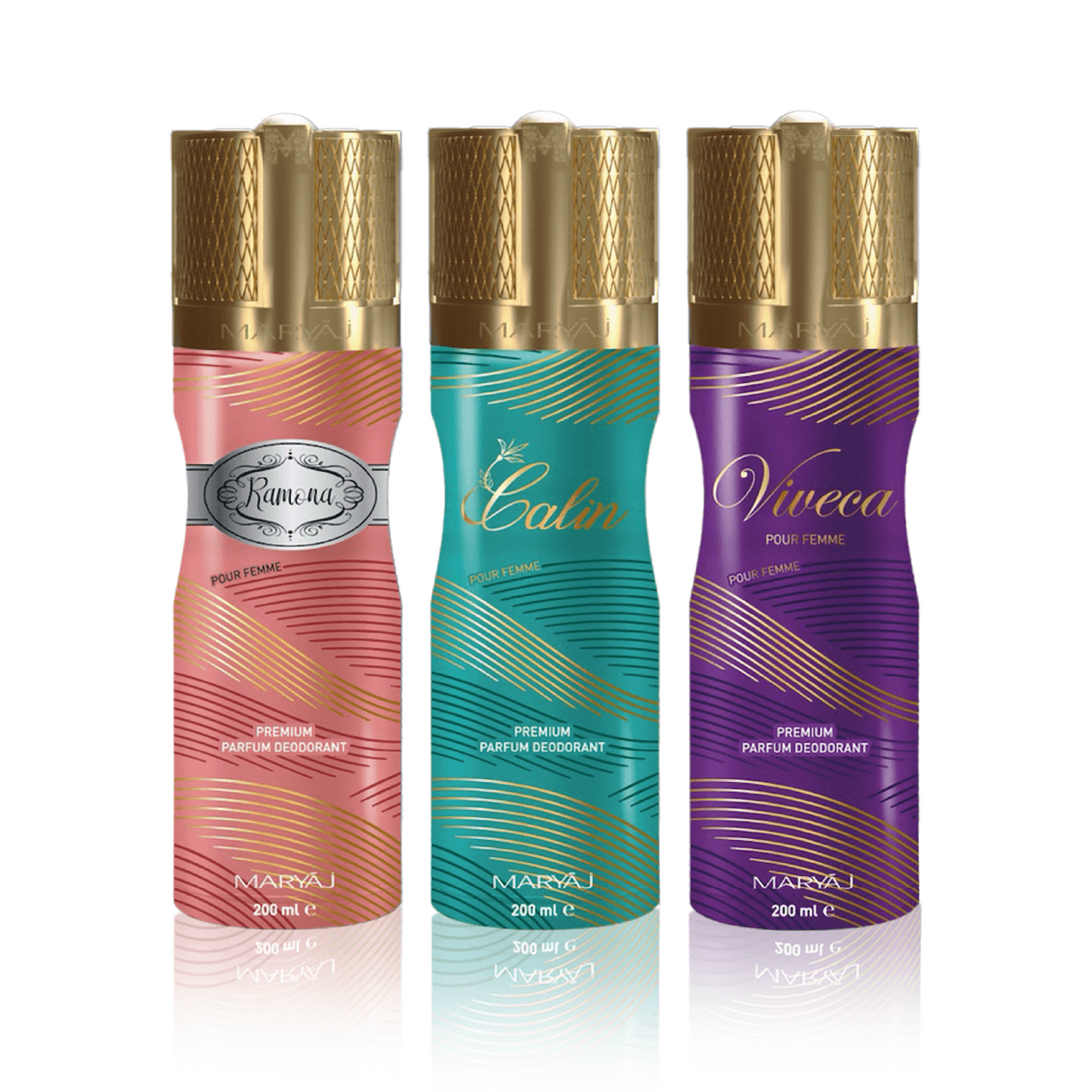 RAMONA, CALIN & VIVECA Scented Body Spray for Women, 200 ml each