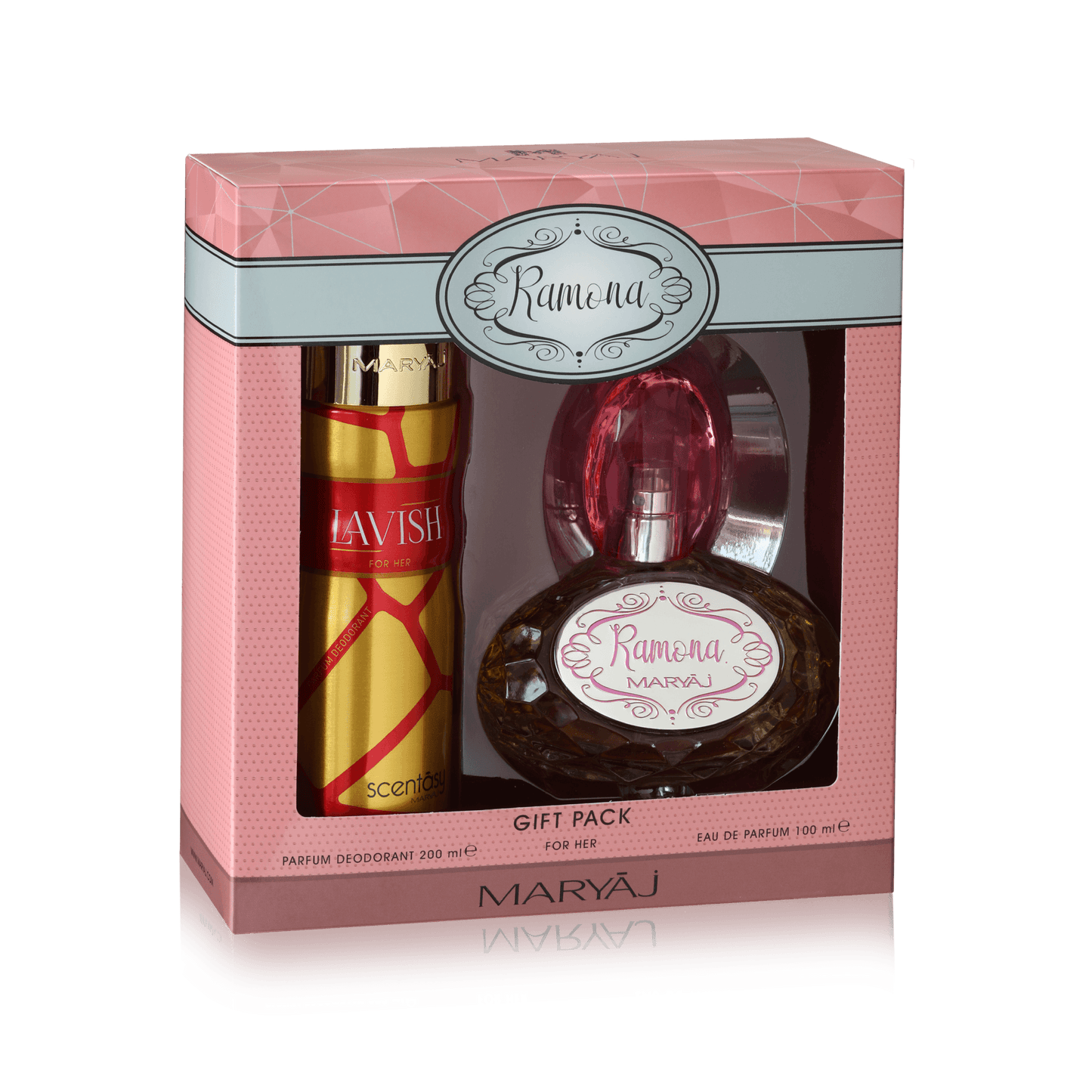 Ramona Perfume Gift Set for Women (Eau de Parfum Spray 100ml + Lavish Perfume Body Spray 200ml)