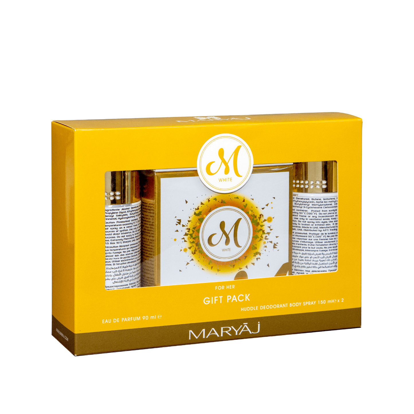 M WHITE Perfume Gift Set For Women with 2 x HUDDLE12 Deo
