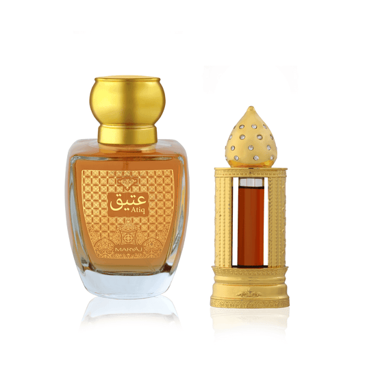 ATIQ Eau De Parfum with DAHN AL OUD YA ROUHI Combo for Unisex, Pack of 2
