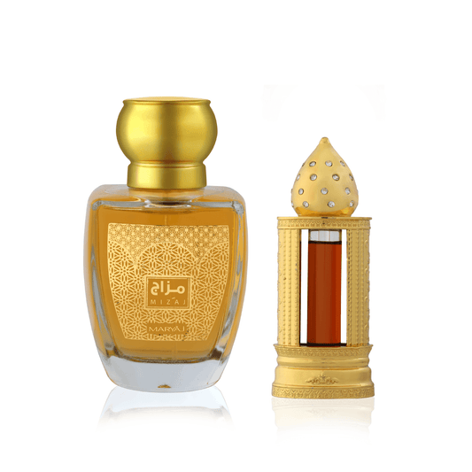 MIZAJ Eau De Parfum with DAHN AL OUD YA ROUHI Combo for Unisex, Pack of 2