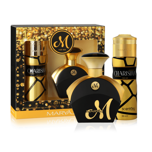 M Perfume Gift Set for Women (Eau de Parfum Spray 100ml + Charisma Perfume Body Spray 200ml)